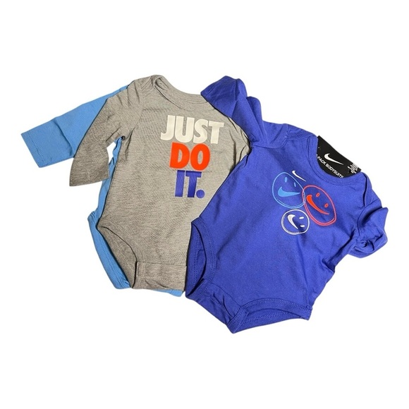 Nike Smiley Unisex Blue and Gray Jogger Set And Set Of 3 Bodysuits Size 3 Months - Picture 2 of 6
